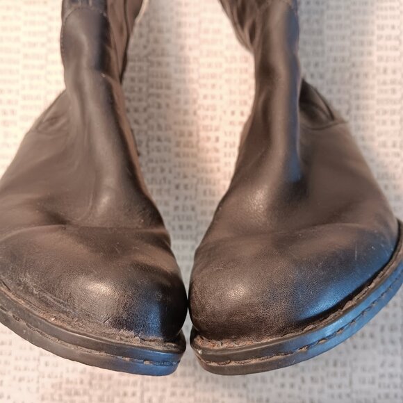 Born women's soft black leather knee high mid heel boots sz 11 Medium - Picture 5 of 15